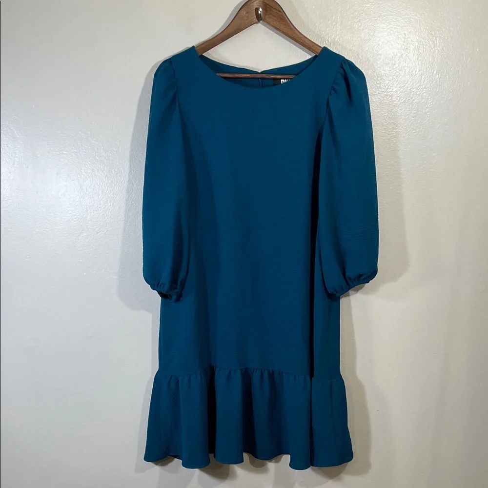 EUC DKNY Teal Long Sleeve Dress - Picture 1 of 5